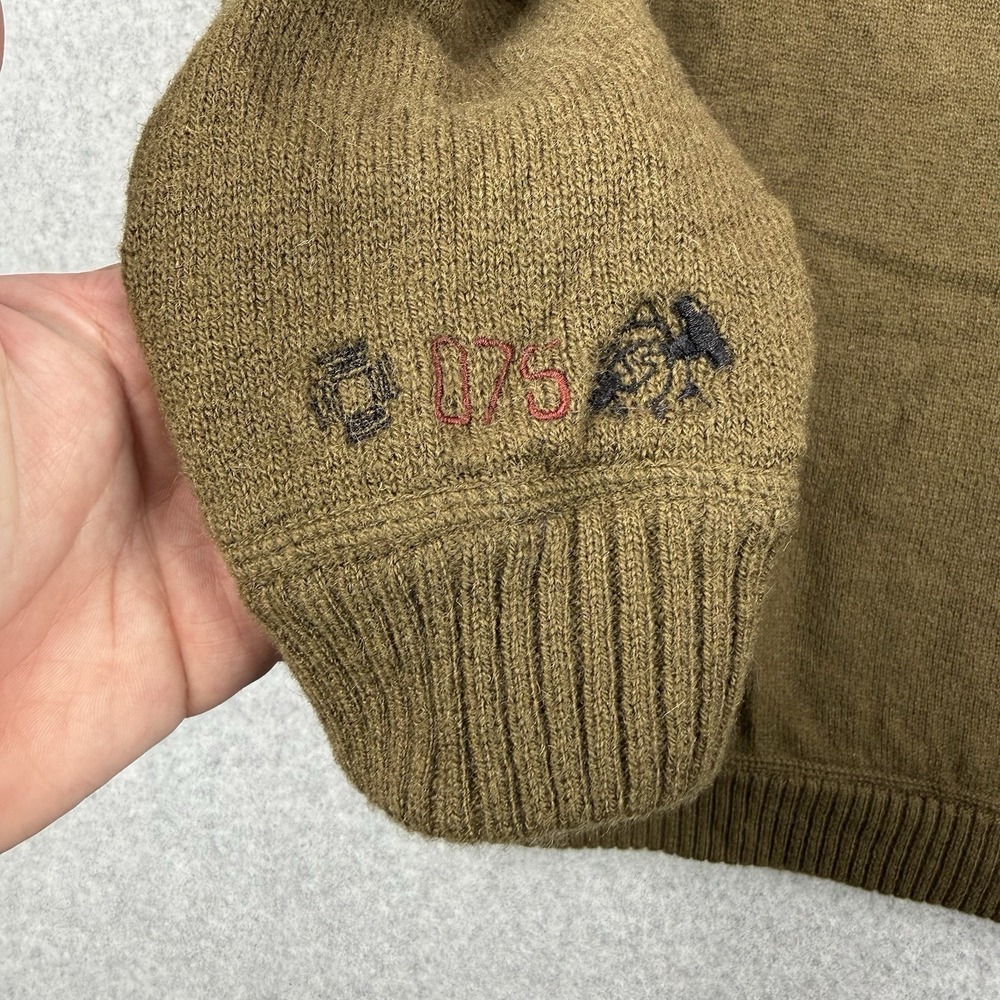 Vintage Oakley Sweater Mens 2XL Green Lambswool Science And Art Military 1/4 Zip - Picture 4 of 16